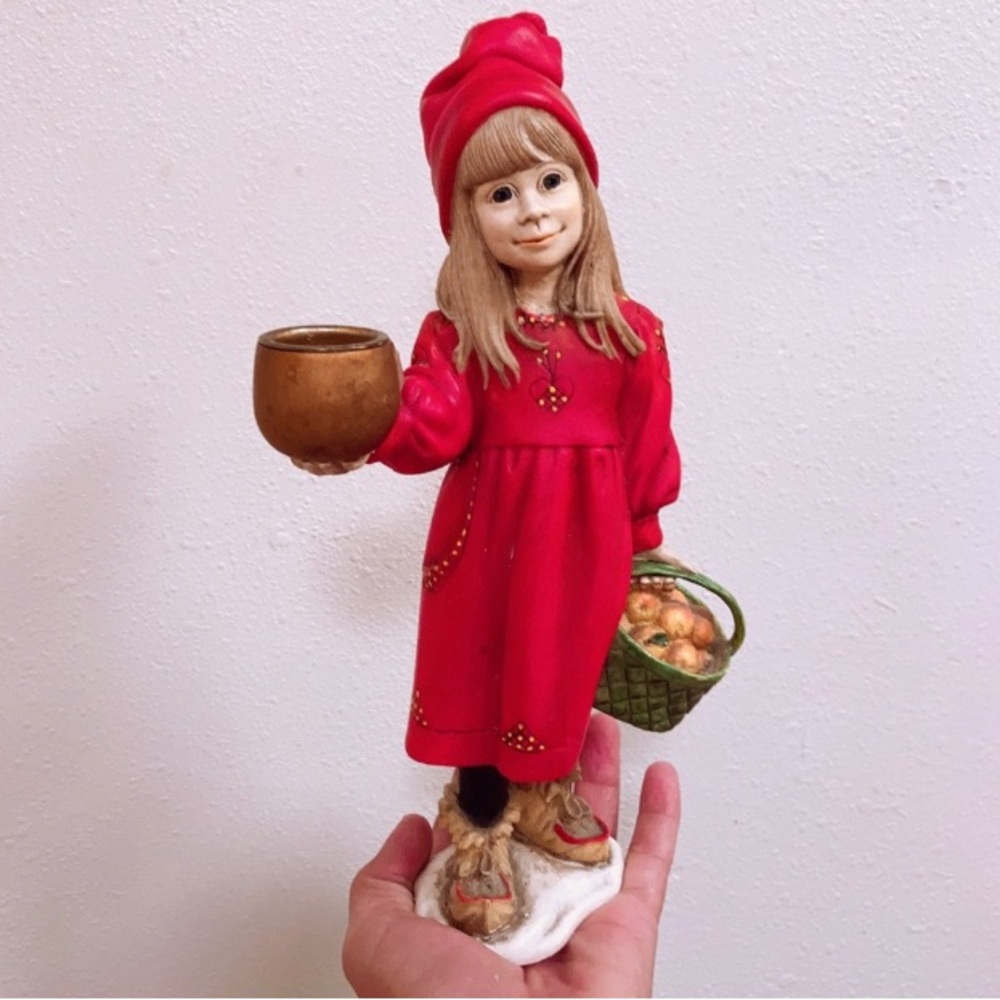 Genuine Norwegian Design Large Figurine Apple Girl By Carl Larson Candy Design